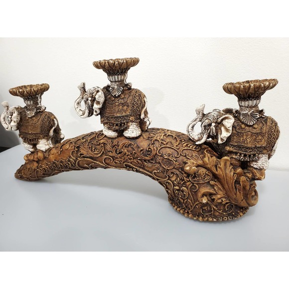 Handmade carving Unique corElephant candle stand Decor - Picture 2 of 6